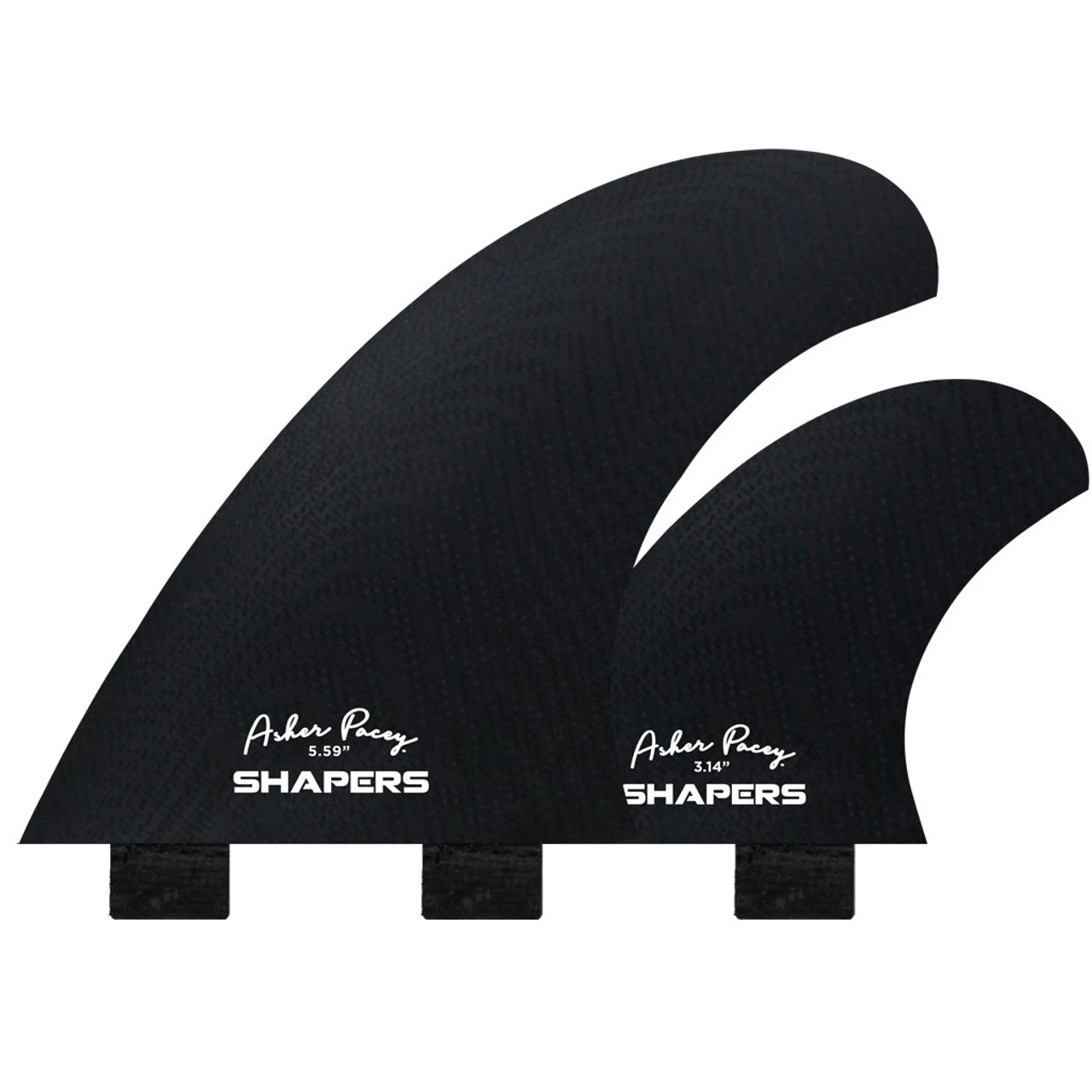 Asher Pacey 5.59" Twin Fin Set - Black 1 Asher Pacey 5.59" Twin Fin Set - Black