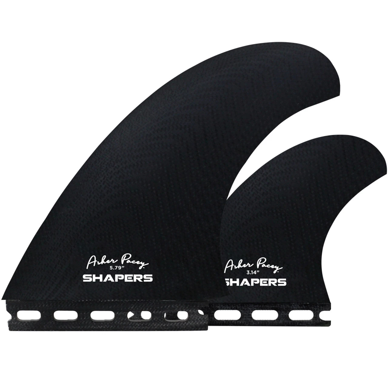 Asher Pacey 5.79" Twin Fin Set - Black 1 Asher Pacey 5.79" Twin Fin Set - Black
